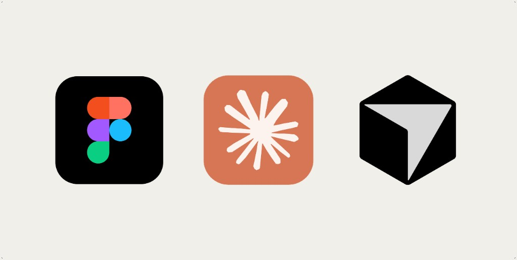 App icons for Figma, Claude, and Cursor - the tools used for AI-assisted prototyping